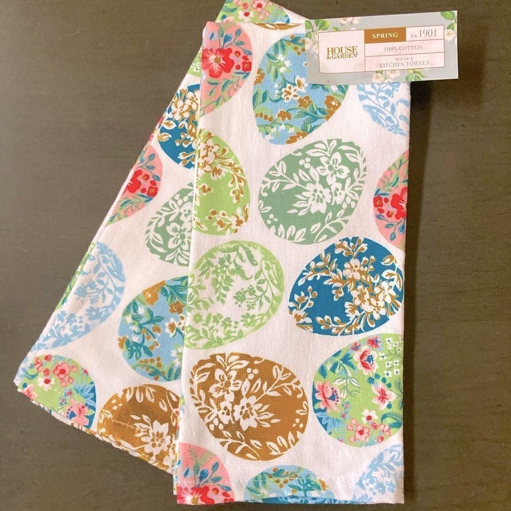 Easter Egg Spring Floral Multi Kitchen Dish Towels Set